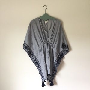Poncho/Beach cover-up w/ embroidery detail.